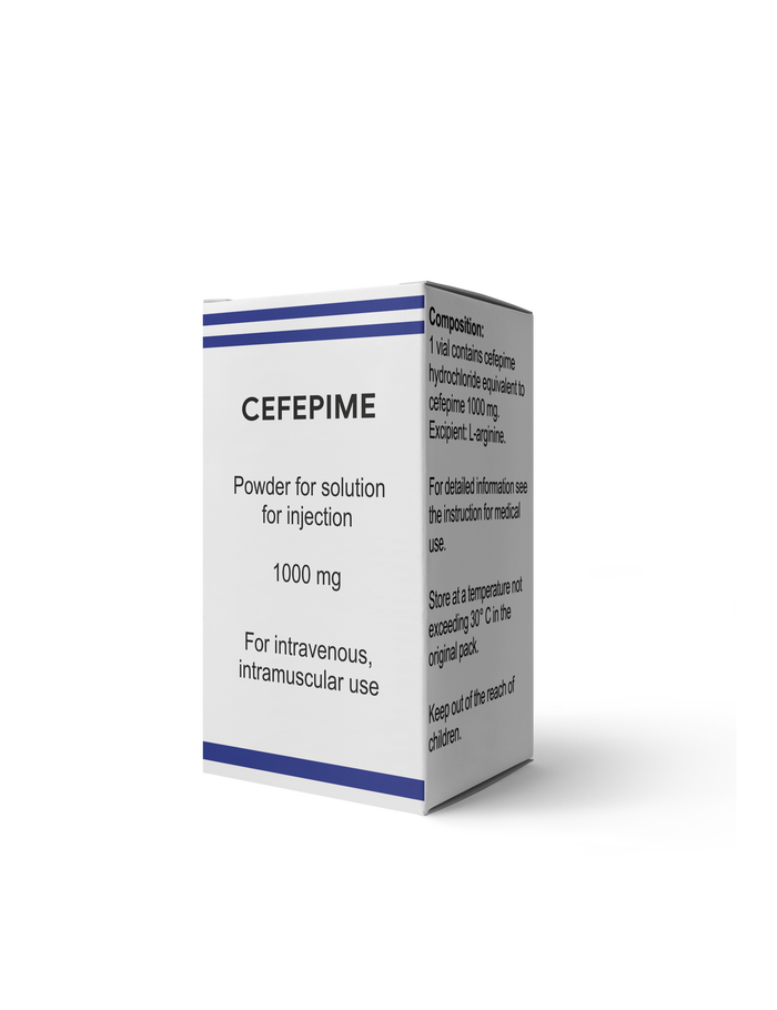 ЦЕФЕПІМ порошок для розчину для ін'єкцій по 1000 мг, по 1 флакону у картонній упаковці